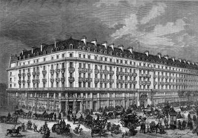 1872年、パリのリヴォリ通りとセバストポール通りにある「ピグマリオン」のショップの様子。 作： Unknown artist