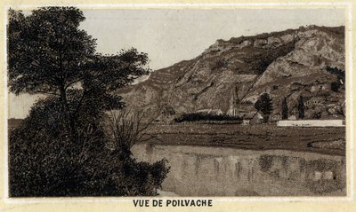 ベルギー、Vallee de la Meuse、Poilvacheの村の風景。19世紀末のクロモリトグラフ。 作： Unknown artist