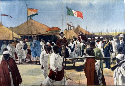 メネリク2世（1844-1913、エチオピア国王）のイタリア全権大使チッコディコラ大統領への訪問 作： Unknown artist