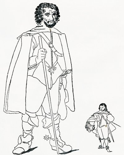 ウォルター・パーソンズとサー・ジェフリー・ハドソン、1894年発行『The Strand Magazine』より。 作： Unknown artist