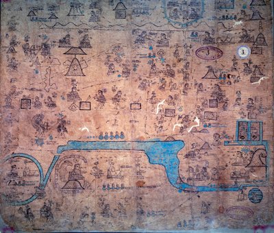 ヤカネックスを中心とした北方民族との戦争、ソロトルの酋長アコルフアのチコンクオウトリが死亡し、コルワカンの王アチトメトルのノパルティンが継承する。アマクイ・ゾロトル皇帝からネサワルコヨトルまでのチチメケ国の地図（963〜142年 作： Unknown artist