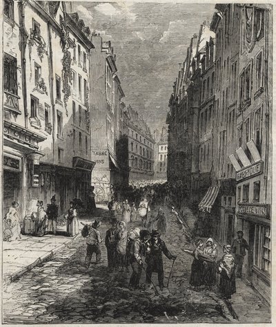 1858年、パリ5区のモンターニュ・サント・ジュヌビエーブ通り（Sainte Genevieve）の作品。 作： Unknown artist