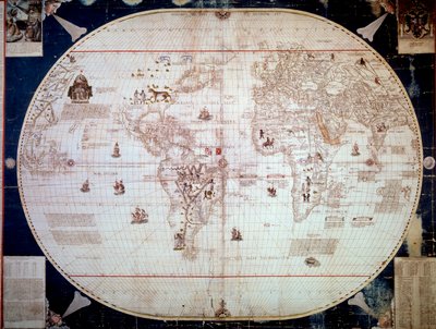 航海士Sebastiano Caboto(Sebastien Cabot)(1476-1557)の世界地図1544年。パリ、B.N. 作： Unknown artist