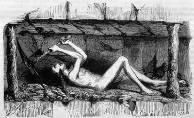 イギリスの炭鉱で働く若い男性 作： Unknown artist