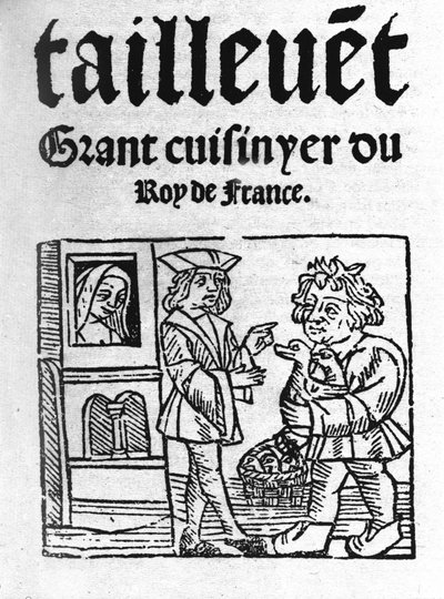 タイユヴァンの「Le Viandier」の扉絵。Guillaume Tirel, dit Taillevent ou Taillevant フランスの料理人（1310年～1395年）。1 作： Unknown artist