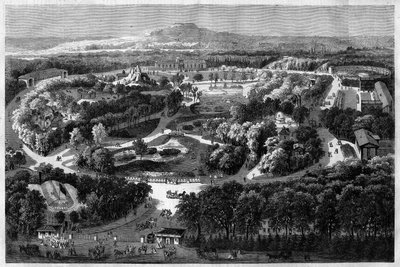 1860年にナポレオン3世によって開設されたブーローニュの森にある順応の庭の全景。 作： Unknown artist