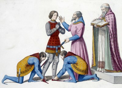 騎士の軟化 - 14世紀のイタリアにおける騎士の軟化 - エングレーヴィング 作： Unknown artist