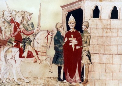 papa Bonifácio VIII (1294-1303) aqui prisioneiro em Anagni em 1303, ilustração do manuscrito do século XIV 作： Unknown artist