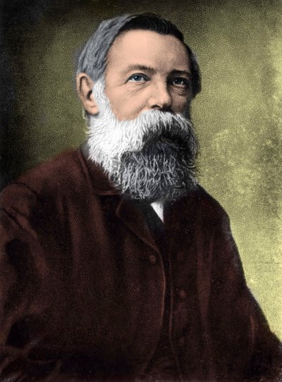 ドイツの社会主義理論家・政治家であるフリードリヒ・エンゲルス（1820-1895）の肖像。 作： Unknown artist