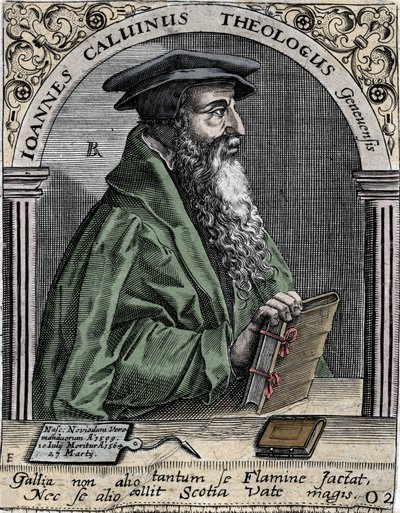 フランスの宗教改革者・作家であるジャン・カルヴァン（1509-1564）の肖像。 作： Unknown artist