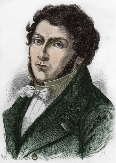 フランスの若きエジプト学者シャンポリオン（1790年～1832年）と呼ばれるJean François (Jean-Francois) Champollionの肖像画。 作： Unknown artist