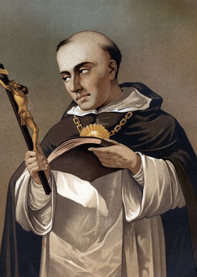 イタリアの神学者、聖トマス・アクィナス（1225 - 1274）の肖像。バルセロナ 1881年 作： Unknown artist