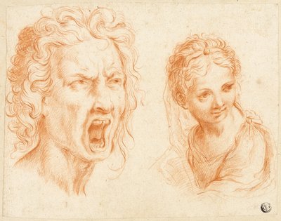 睥睨する男性の頭部、少女の胸像 作： Unknown Italian