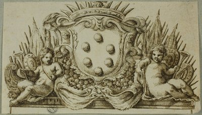 プッティに挟まれたメディチ家の紋章 作： Unknown Italian