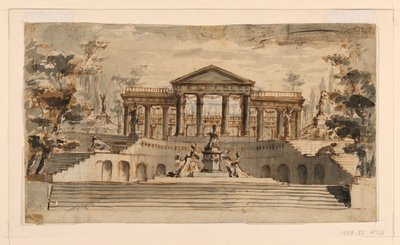 舞台デザイン：庭に開いた寺院 作： Unknown, Italian