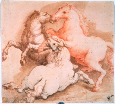 「戦う馬」、c1550-1600 作： Unknown Old Master
