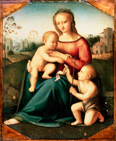 「バプテスマのヨハネを男の子とする聖母子」、16世紀 作： Unknown Old Master