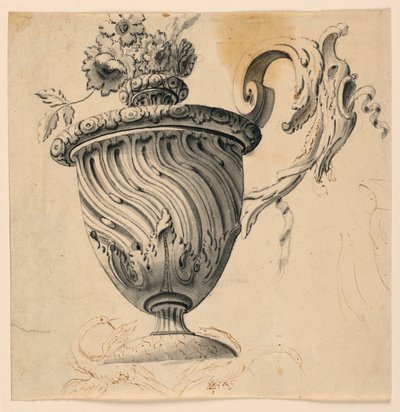 素描、天井画、花瓶、1725-50年頃 作： Unknown artistUnknown artist