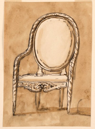 素描、椅子、1780-1790年 作： Unknown artistUnknown artist