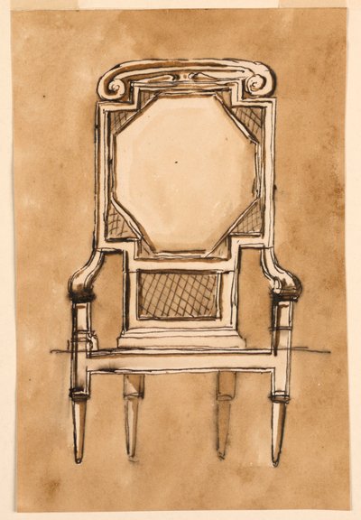 素描、椅子、1780-1790年 作： Unknown artistUnknown artist