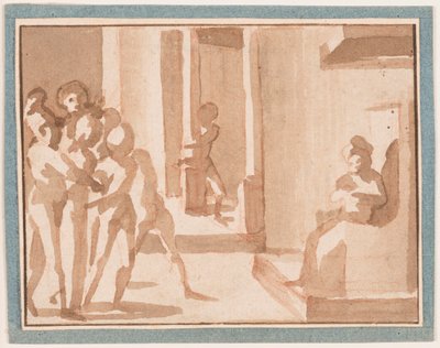 素描《カイファの前のキリスト》1550-1600年 作： Unknown artistUnknown artist