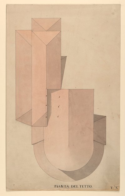 ヴェネツィア、フェニーチェ劇場の設計コンペ図面：屋根の平面図、1788年 作： Unknown artistUnknown artist