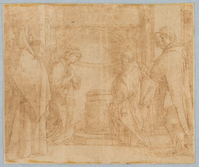 デッサン、ゼカリヤへの天使の受胎告知後の模写、1538-1600年 作： Unknown artistUnknown artist