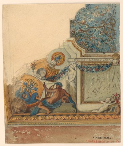 素描、天井の角のディテール、ホテル・ド・クリュニー、パリ、1885年頃 作： Unknown artistUnknown artist