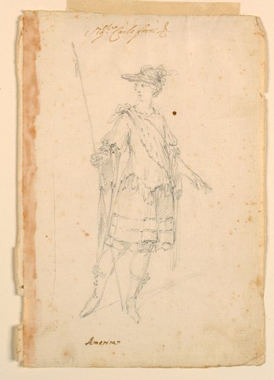 素描、衣装デザイン：バレエのためのアメリカ、1720年頃 作： Unknown artistUnknown artist