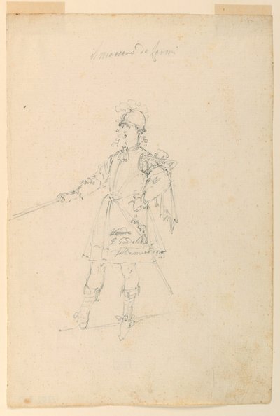 素描、衣装デザイン：1720年頃、バレエのための武具の師匠 作： Unknown artistUnknown artist