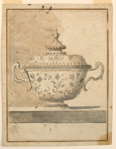 素描、蓋付き陶製皿、1750-90年 作： Unknown artistUnknown artist