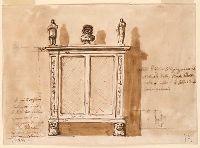 素描、食器棚、1790-1810年 作： Unknown artistUnknown artist
