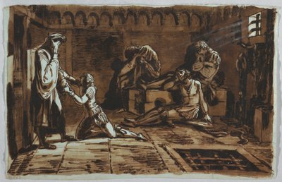 デッサン、ウゴリーノ伯爵とその息子たちの死、1815-1823年 作： 無名の画家