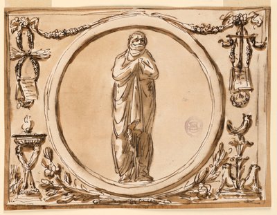 素描、パネルの装飾、1789-1793年 作： 無名の画家