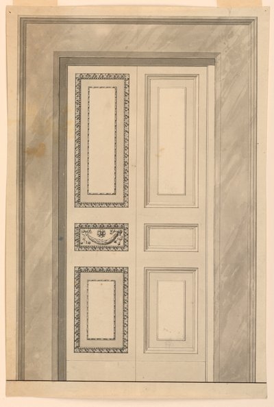 素描、折戸の装飾、1780年頃 作： 無名の画家