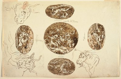 天井のためのデッサン、ジュピターの証書、1812年 作： 無名の画家
