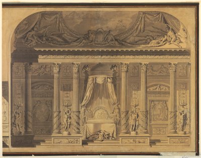 素描、寝室のデザイン、ホテル・ド・メイリー・ネスル、パリ、1770-80年 作： Unknown artistUnknown artist