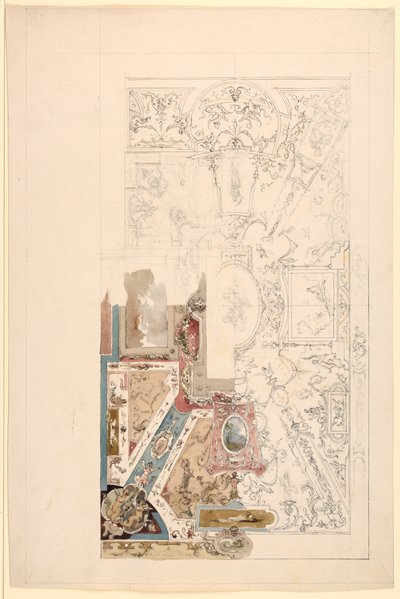 素描、天井のデザイン、1750-1800年 作： Unknown artistUnknown artist
