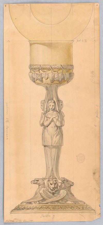 デッサン、聖杯のデザイン、1825-1850年 作： 無名の画家