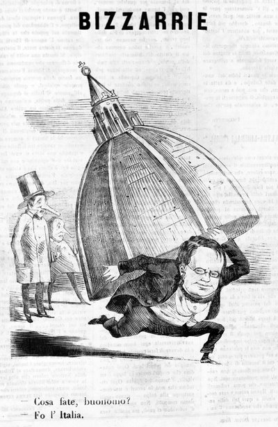 - 何をしているのですか？- I do Italy (Cavour with the dome of Florence) Il Fischiettoの風刺的なエングレービング 作： Unknown artist