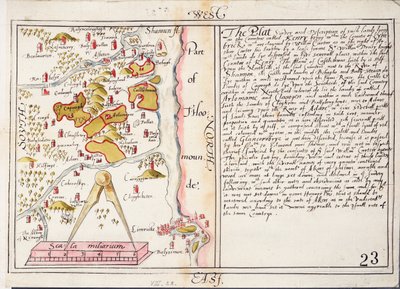 16世紀のアイルランド、リムリック郡の地図、1588年頃（紙、リネン） 作： Unknown artist