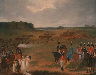 1804年のハイドパークのロンドン義勇騎兵隊と空飛ぶ砲兵隊のレビュー 作： Unknown artist