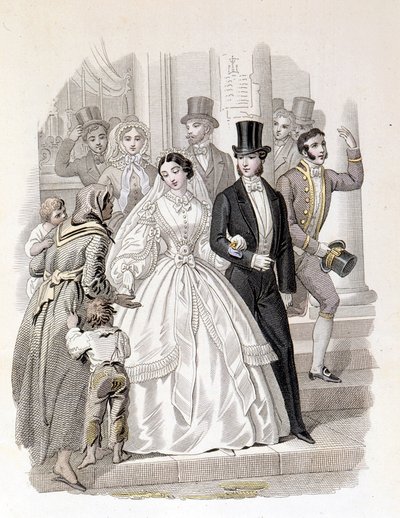 ブルジョワの結婚式、1860年のエングレーヴィング。 作： Unknown artist