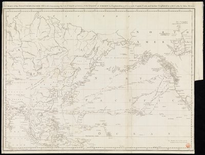 キャプテン・クックが1778年と1779年に探検し、ジョン・メアレスが1788年と1789年にさらに探検したアジア北東部沿岸とアメリカ北西部沿岸を含む北太平洋海図（印刷物） 作： Unknown artist