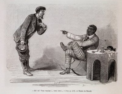 酔っぱらった白人をあざ笑うアメリカ人黒人-「Le tour du monde」1876年2学期号掲載 作： Unknown artist