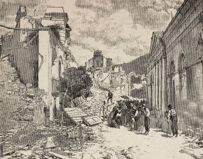 イタリア、バリャッツィの海辺のリゾート、地震後の廃墟の中で 作： Unknown artist