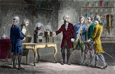 Antoine Laurent Lavoisier (1743-1894) execute la decomposition de l