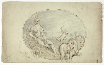 戦車のオーロラ（レクト）、3人の男性胸像（裏面） 作： Unknown artist