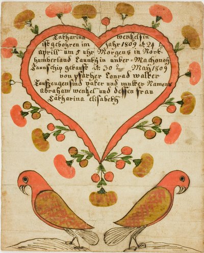 カタリーナ・ヴェンツェルシンの洗礼証明書 作： Unknown artist
