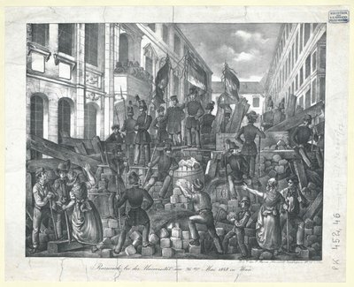 1848年5月26日、ウィーン大学でのバリケード 作： Unknown artist